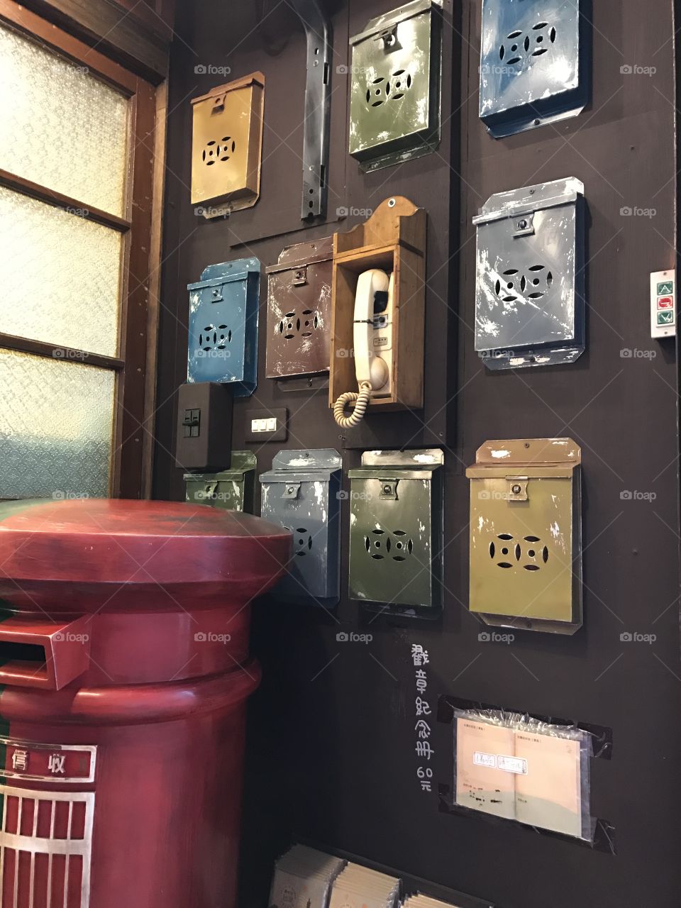 Chinese traditional mail box, mail boxes, post office, colorful mail boxes 