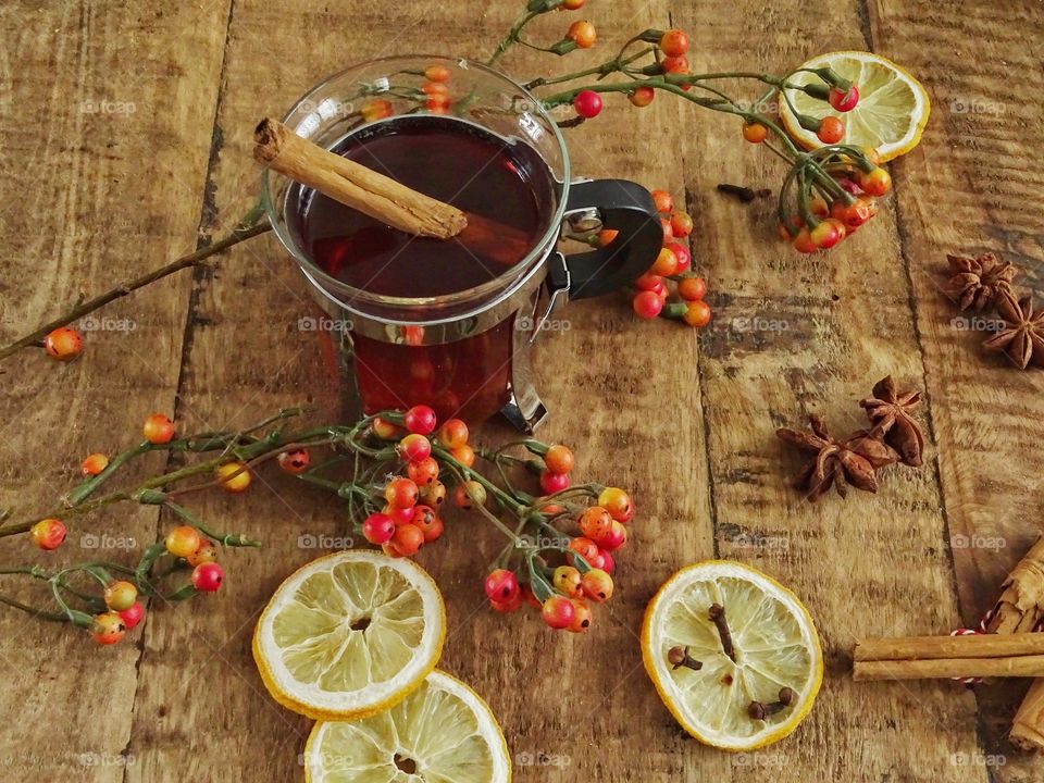 Hot drink with winter spices