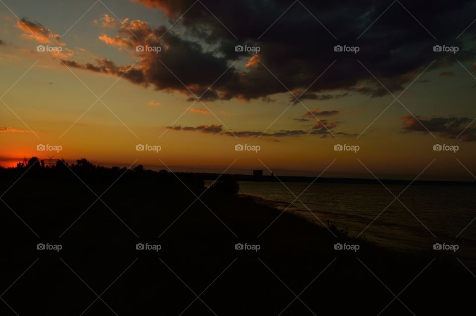 summer sunset on the river