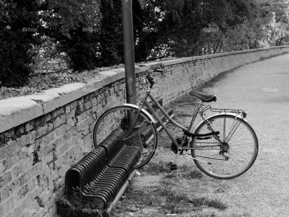 Bicycle parked in bike rack