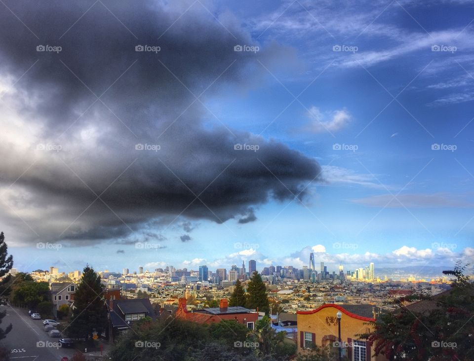 Clouds over San Francisco skyline