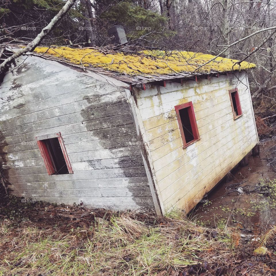 abandoned beach cabin
