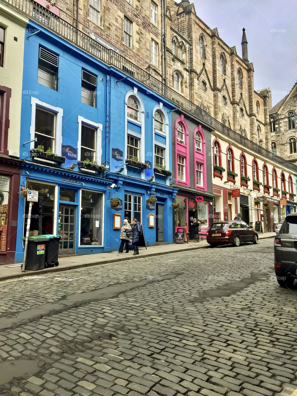 The colourful Royal Mile in Edinburgh, Scotland.