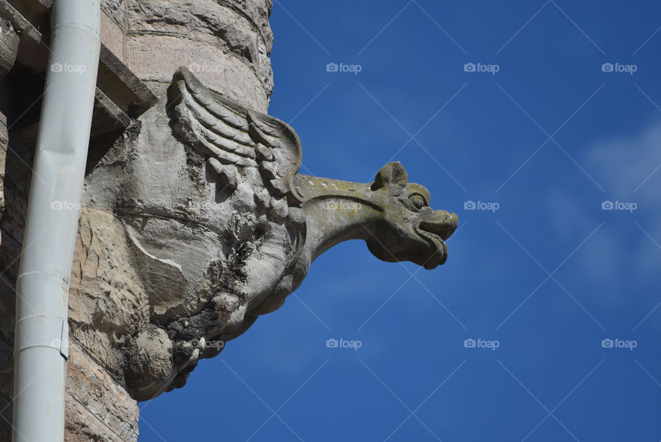 Menacing gargoyle, Vadstena, Ostergotland, Sweden