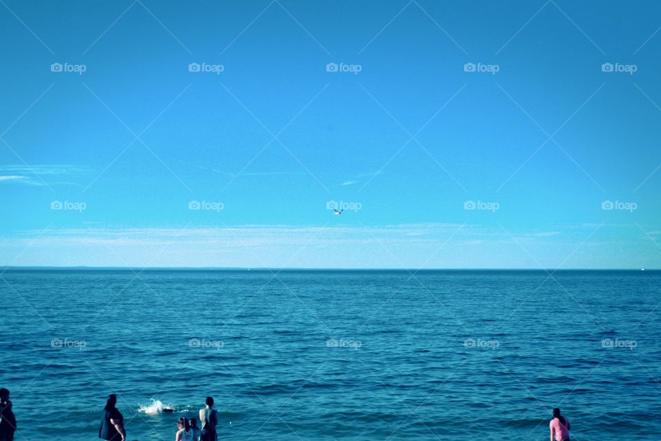 New York Sunken Meadow beach, summer, relaxation, people, swimming, sand, breeze, clear sky, day, warm, water, 