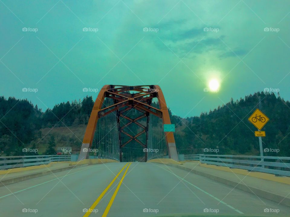 Spooky Bridge. Bridge and weird evening sky.