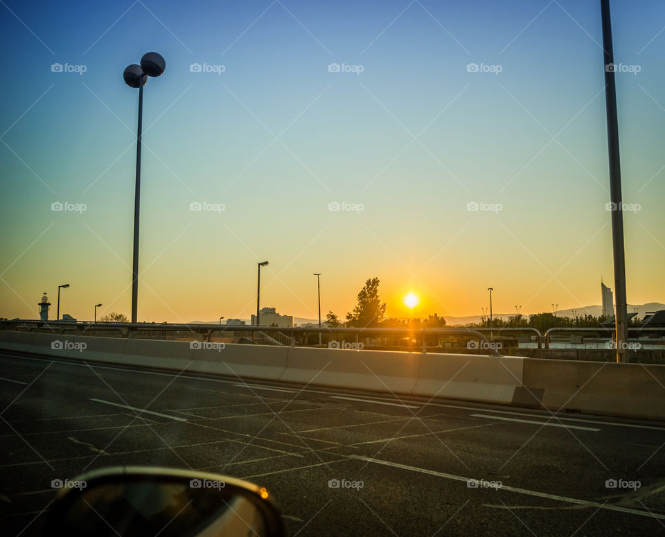 Sunset on the Road. set captured from car