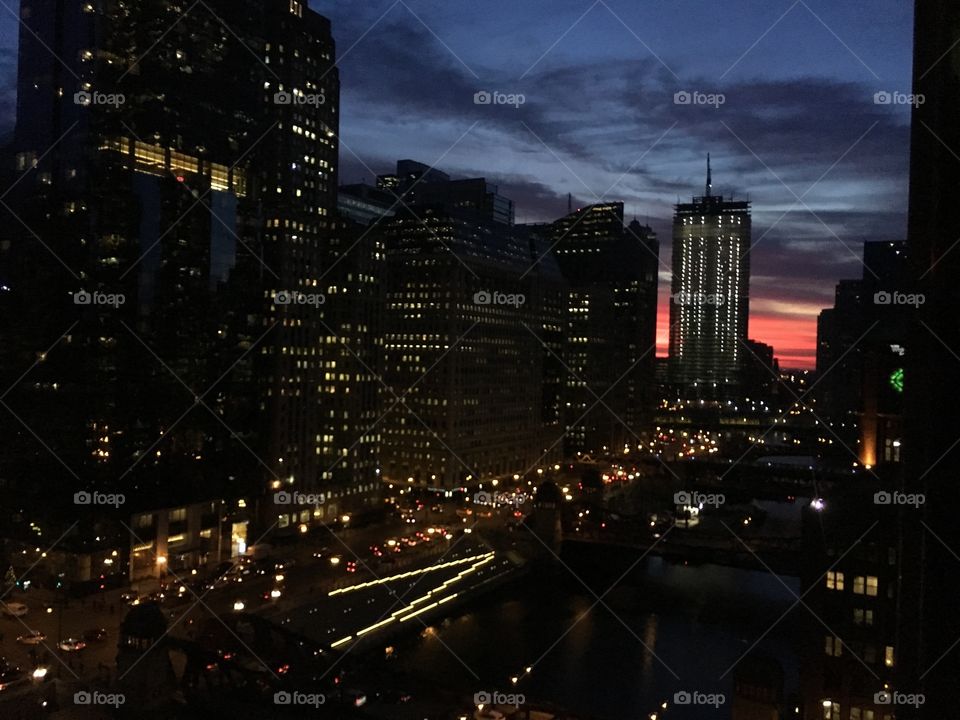 Chicago evening sky