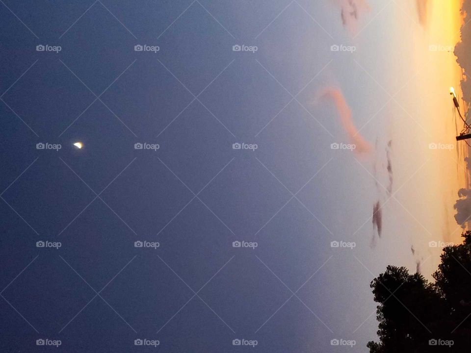 moon in the sunset
