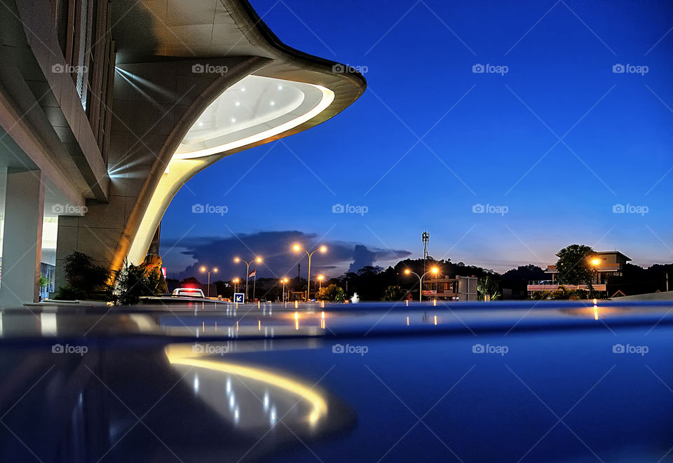 view of building at night