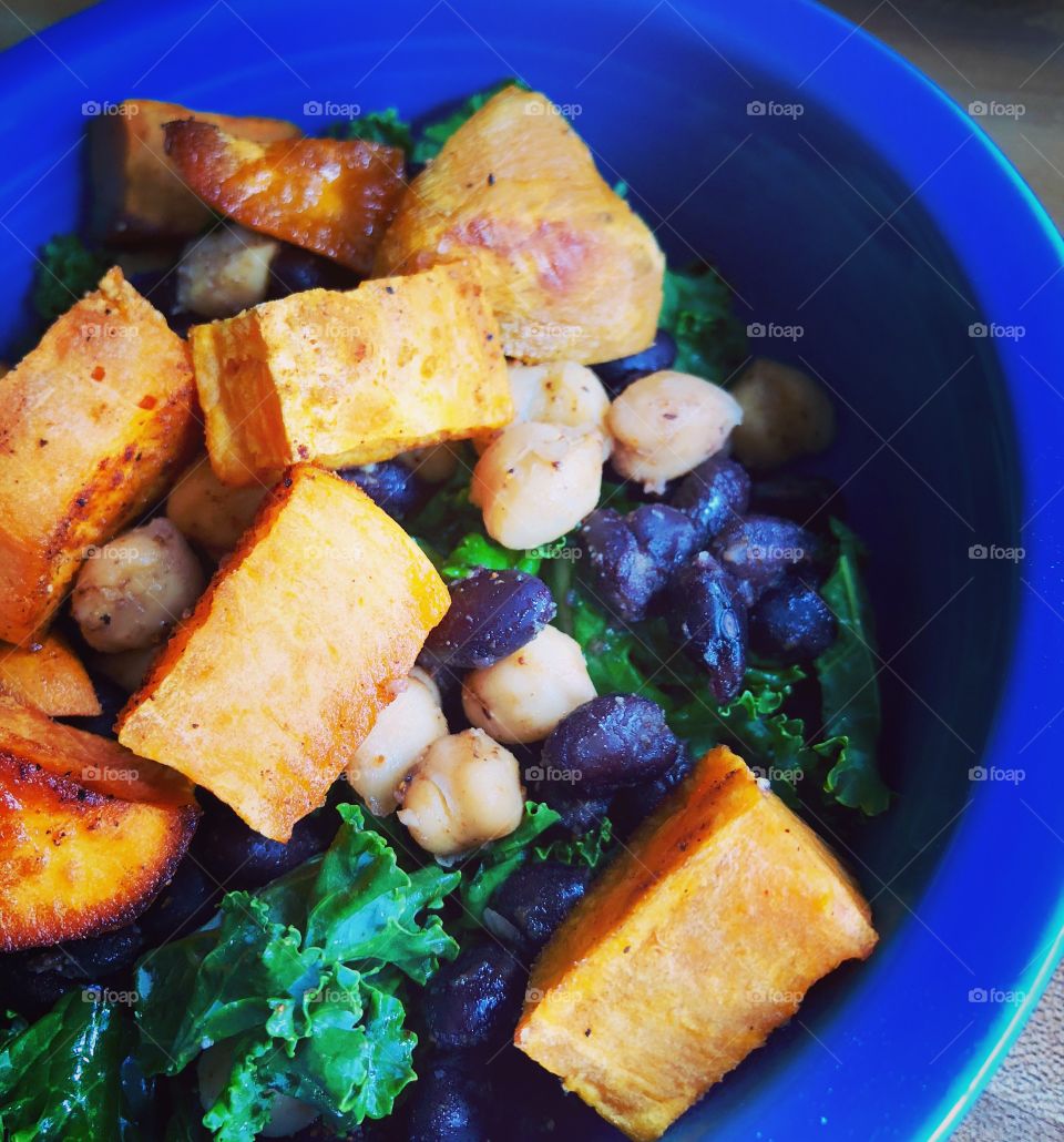 Kale, Sweet Potatoes and Beans