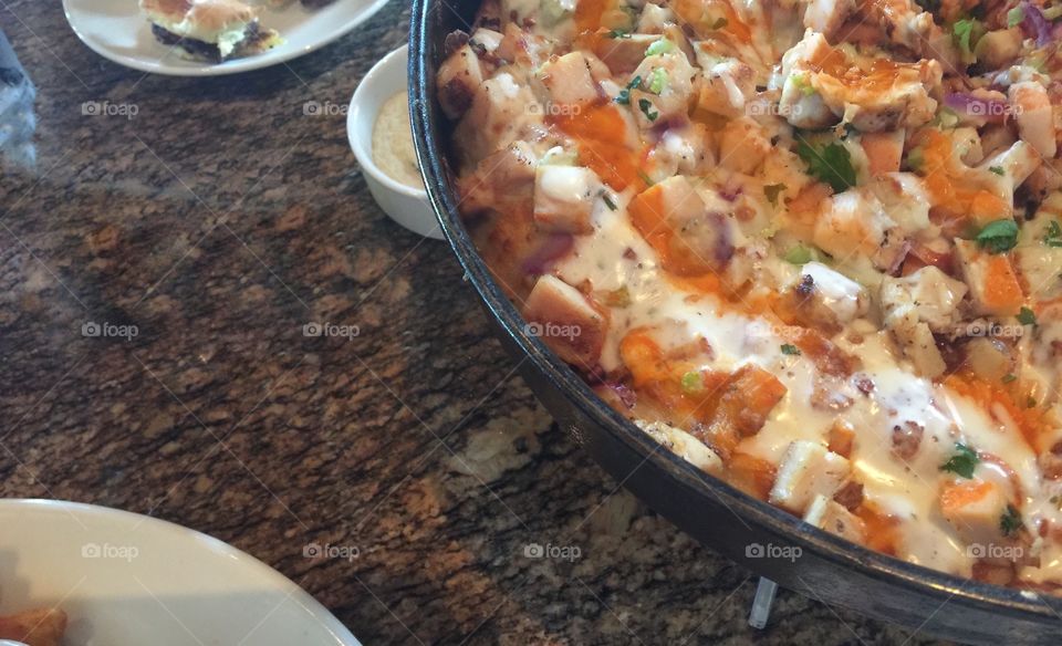 Buffalo chicken pizza deep dish