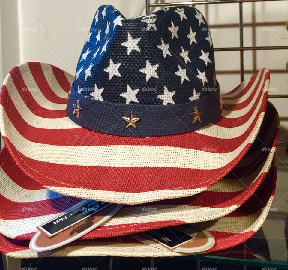 Patriotic hat. Red white and blue cowboy hat