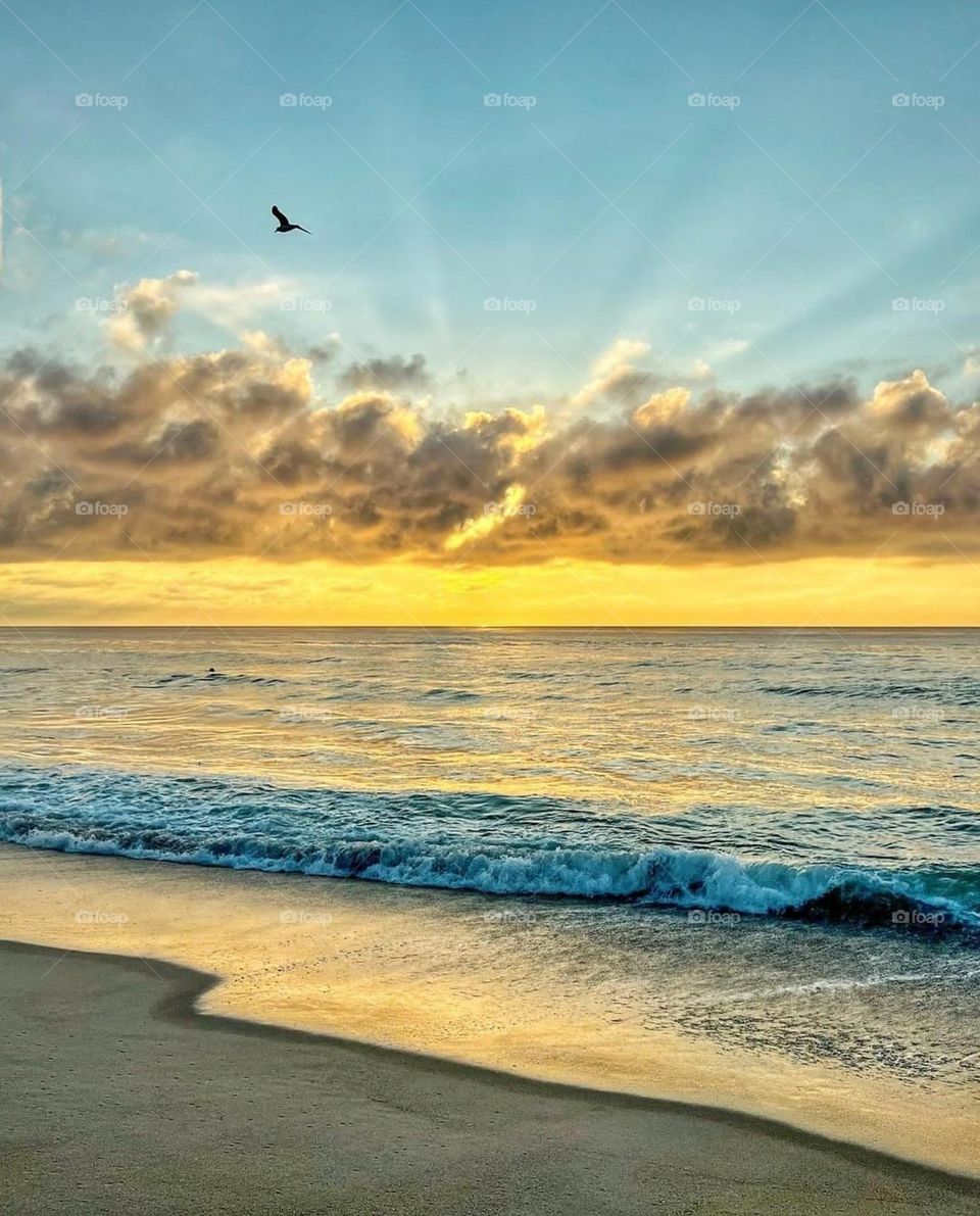 Sea view with waves and clouds the magic of nature