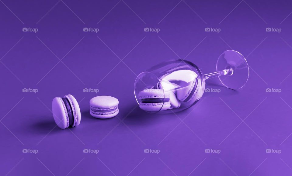 macarons on lavender background