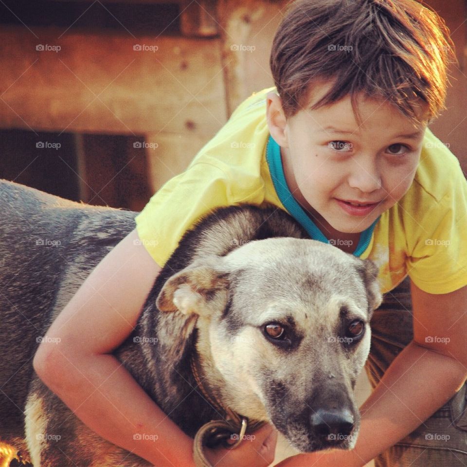 Dog and boy