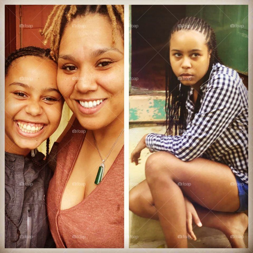 the beauty picture of two sisters spented time together and loving and embrace each other .