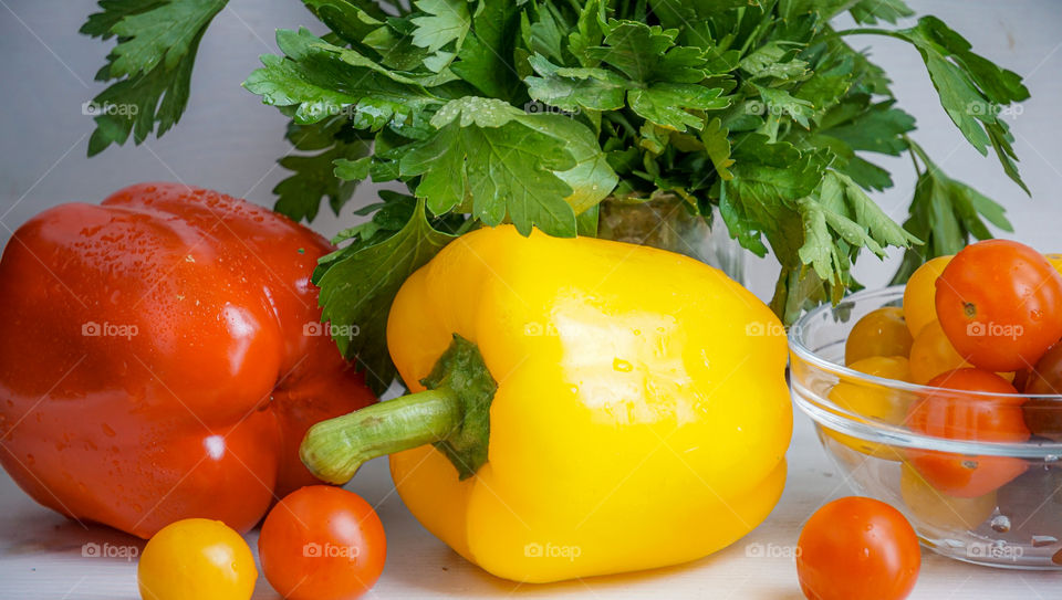 vegetables on a white background