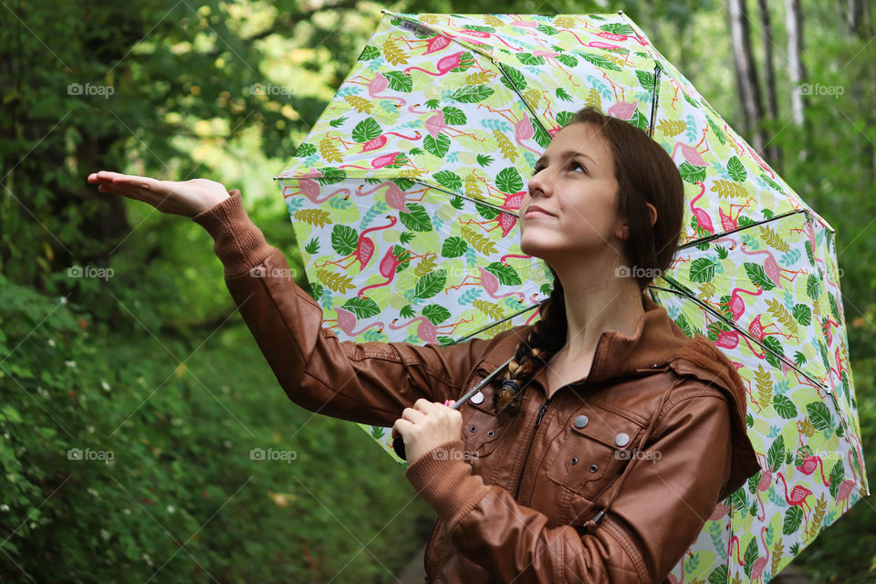 young woman with umbrella