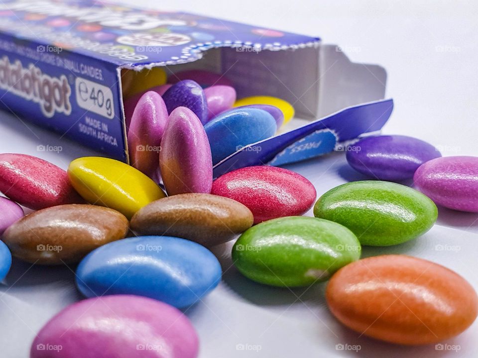 colored candy out of packaging