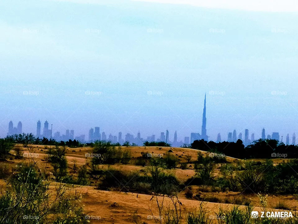 From the desert Burj Khalifa Vew