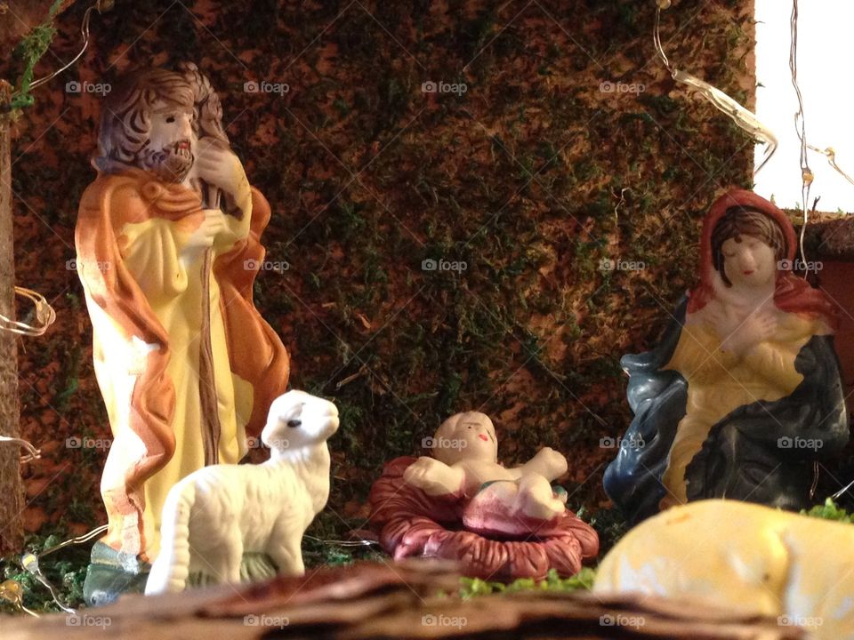 The christmas stable with baby Jesus 