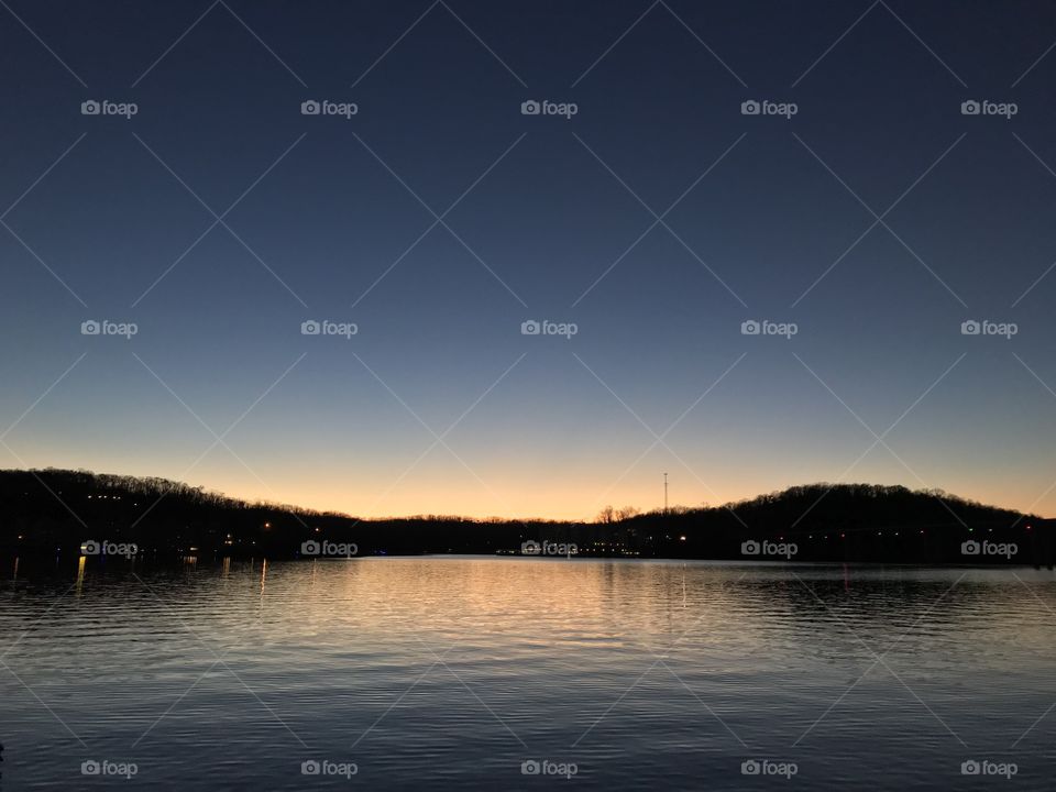 November sunset over lake 