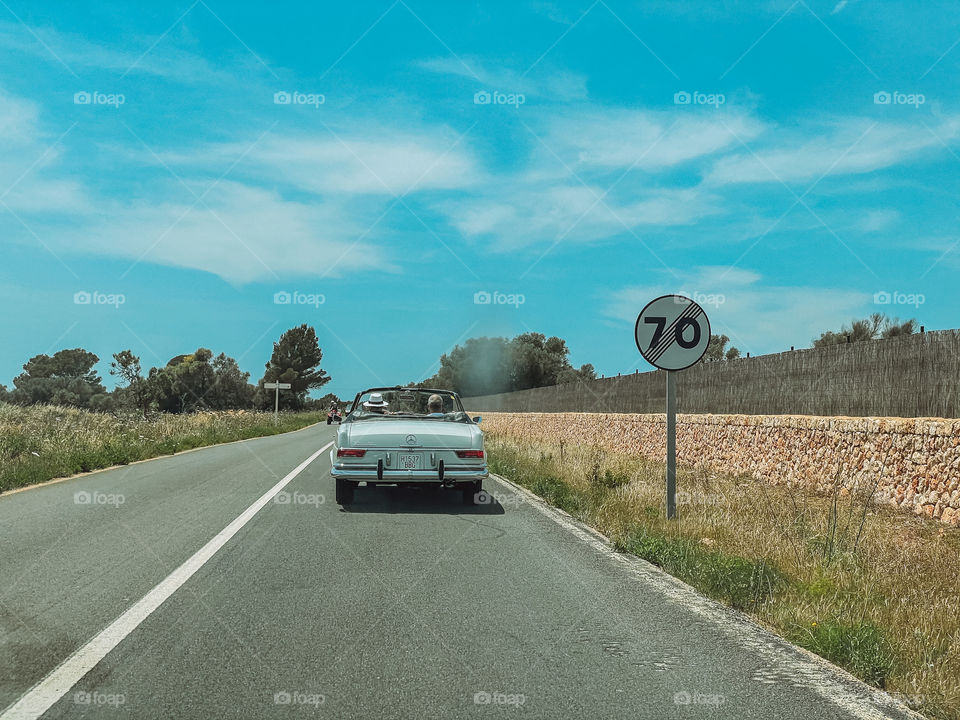 Driving into town oldtimer