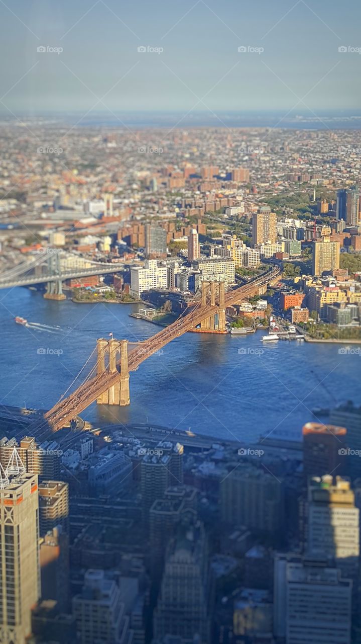 Aerial view of Brooklyn bridge