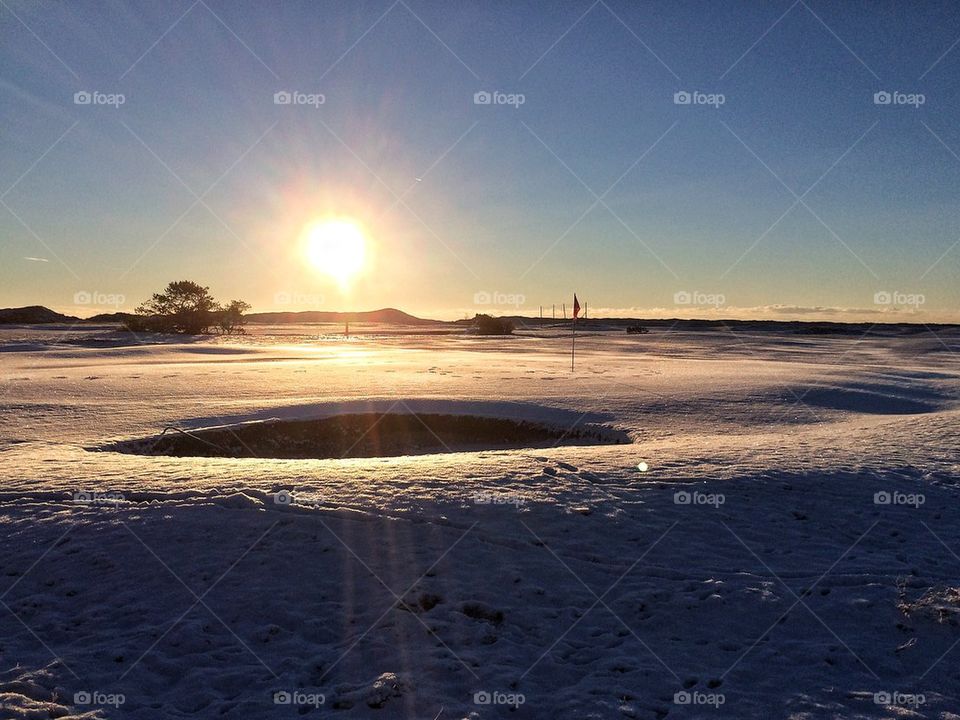 Golf course in Winter light