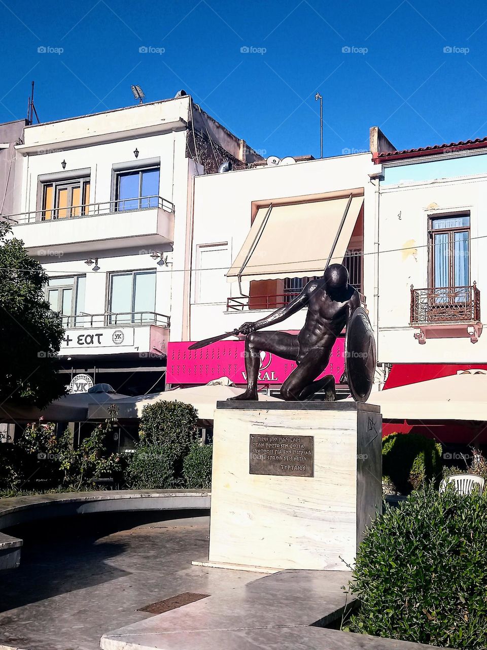 A statue of an ancient Spartan