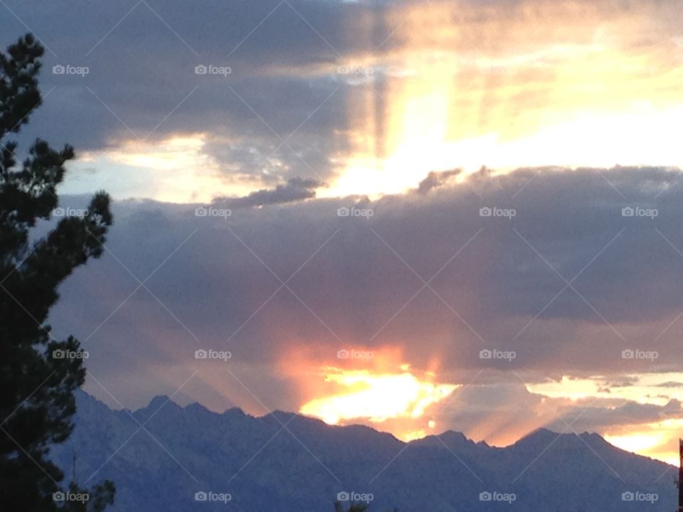 Sierra Sunset. Sun setting over the Sierra from Keeler, CA