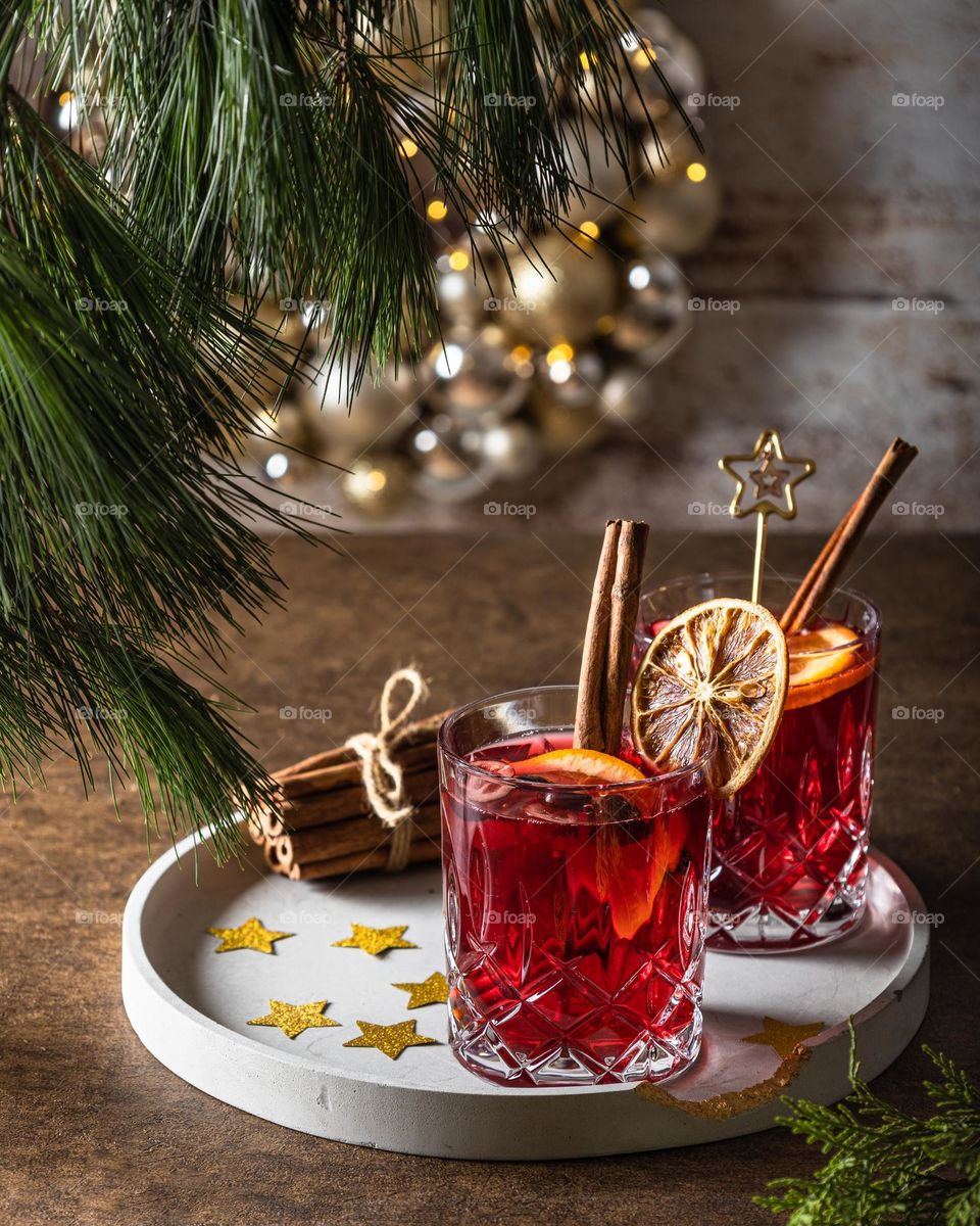 Two glasses of mulled wine