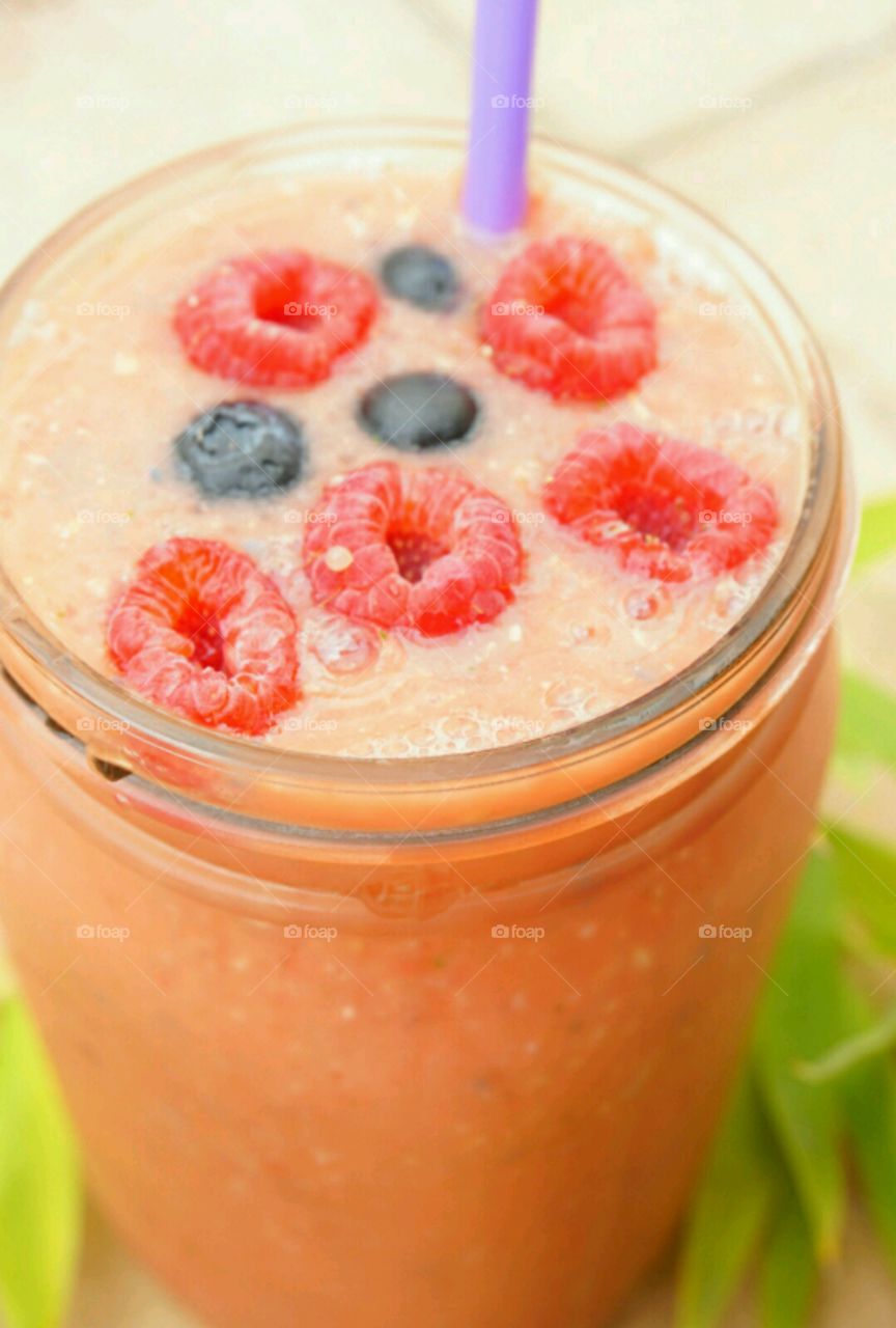 Fresh Fruit Smoothie - watermelon,  mints, lemon juice and oatmeal