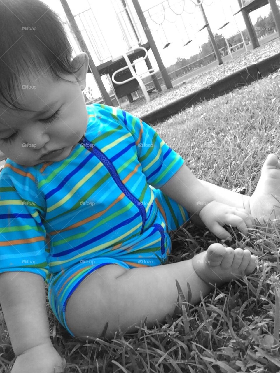Playing in the grass