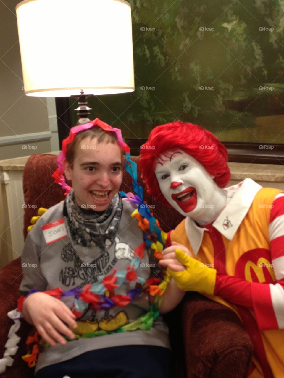 My son and Ronald McDonald. The Ronald McDonald House in Chicago. My son is a challenged child and was thrilled when he met Ronald McDonald.