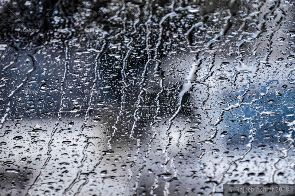 rain drops through car Window