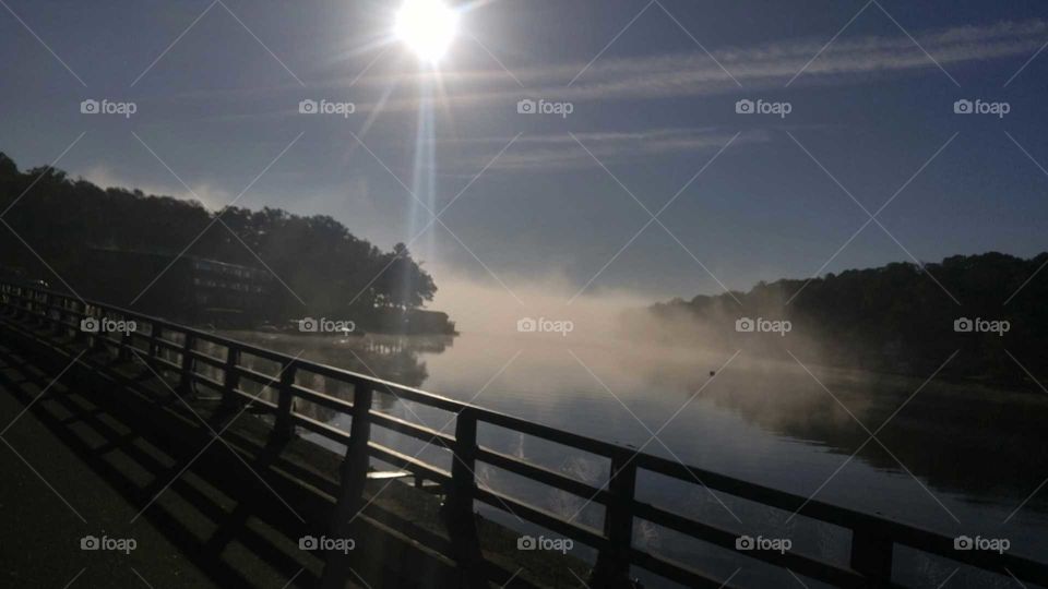 Fog, Landscape, Water, Sunset, Dawn