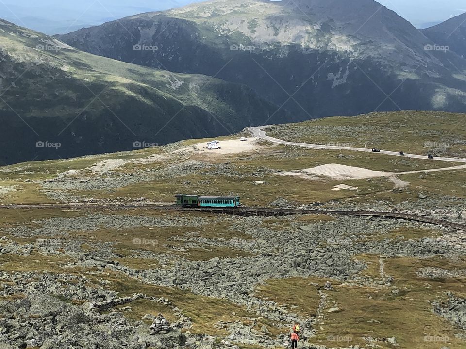 Train car on mountainside
