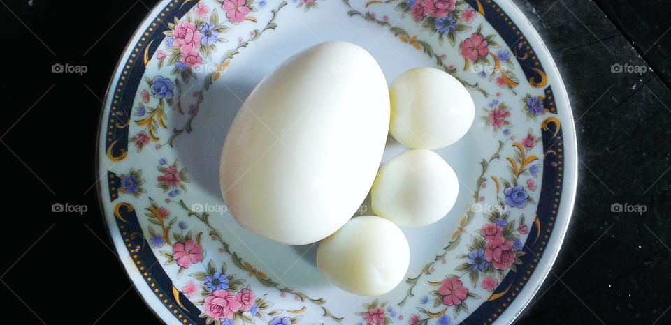 boiled eggs in plate beautiful view