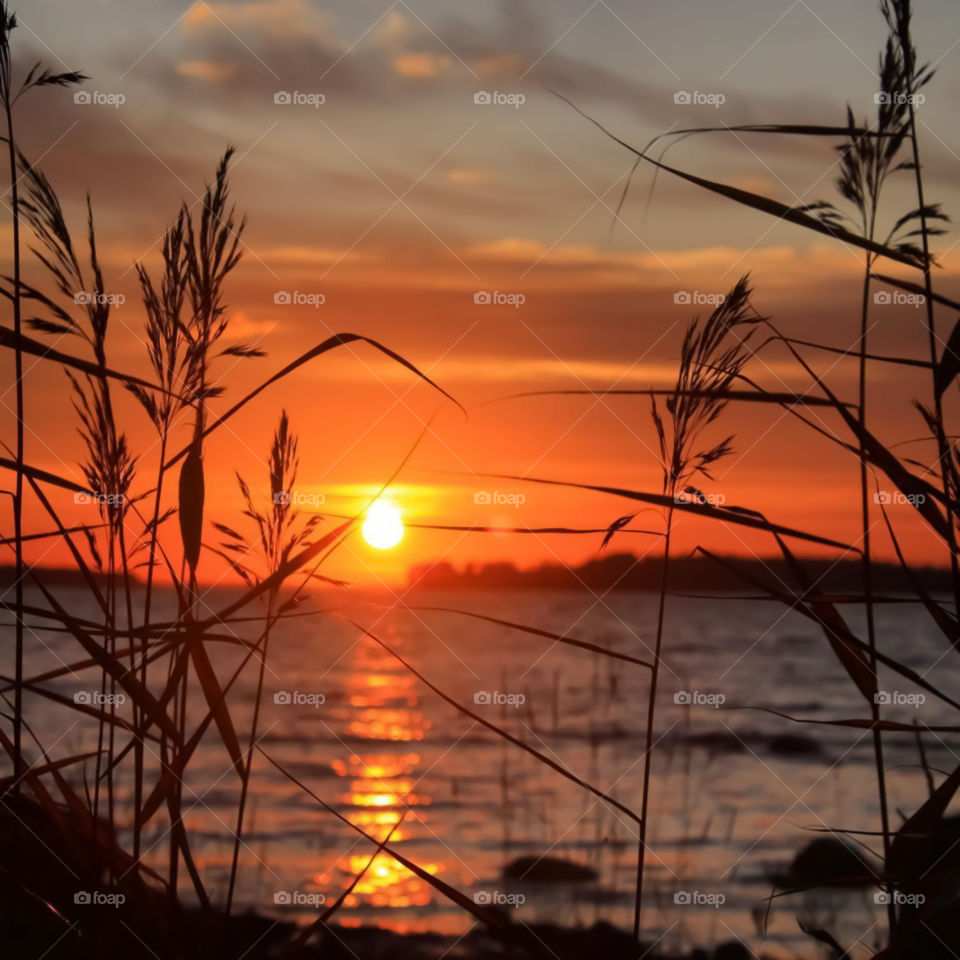 Beautiful sunset over the Brahmaputra River