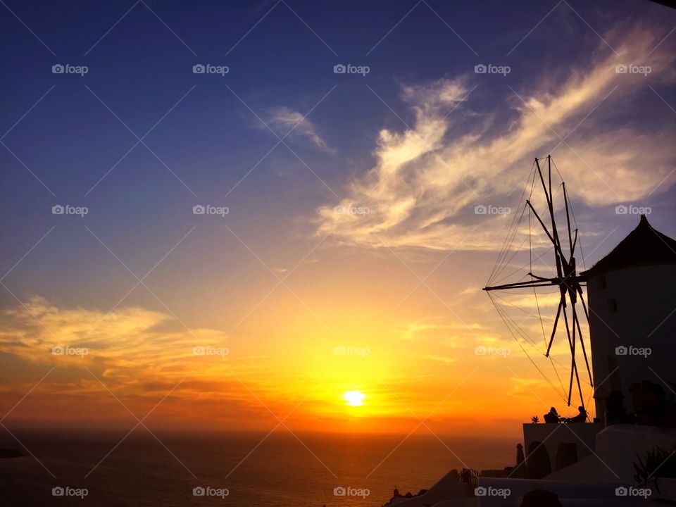 San Torini Greece. Sunset hour