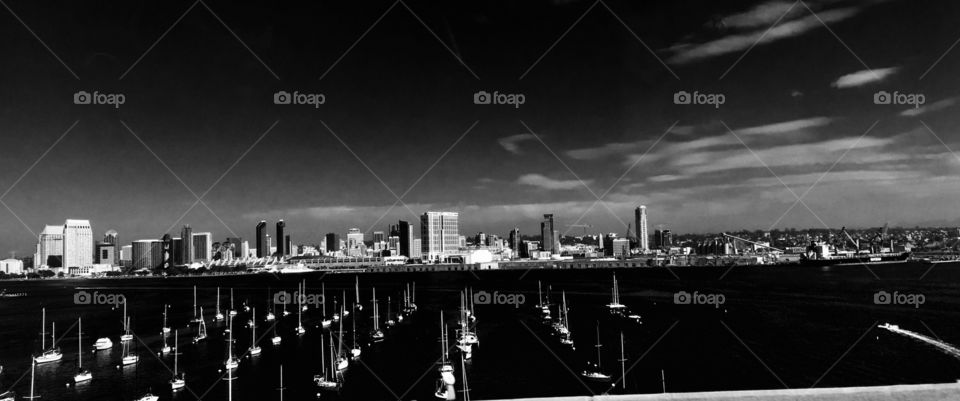 Stunning Black and White San Diego’s Skyline & Coronado Bay 