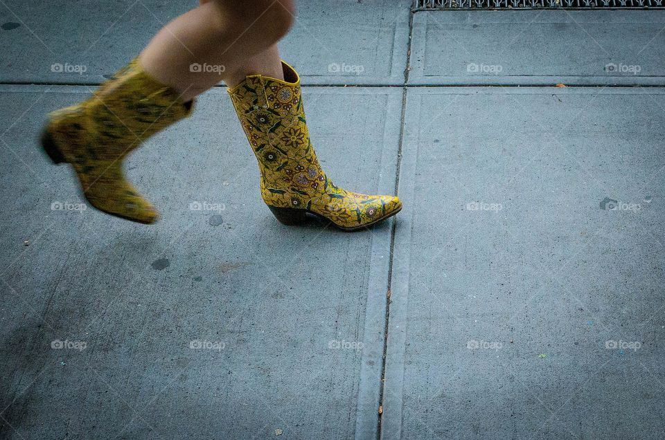 Boots walking. Cowboy boots