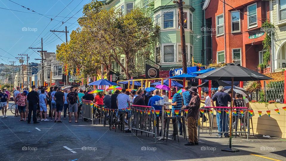 Street fair on Castro Street in the Castro district of San Francisco California celebrating life and diversity 