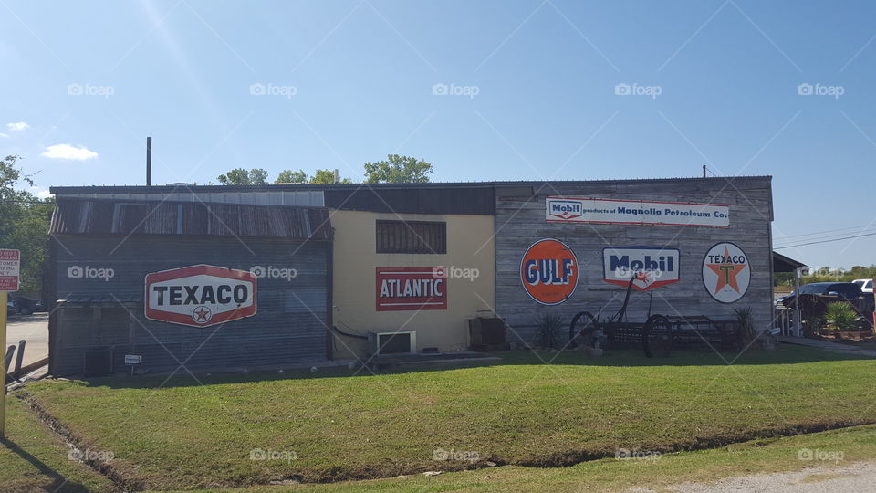 country warehouses with signs