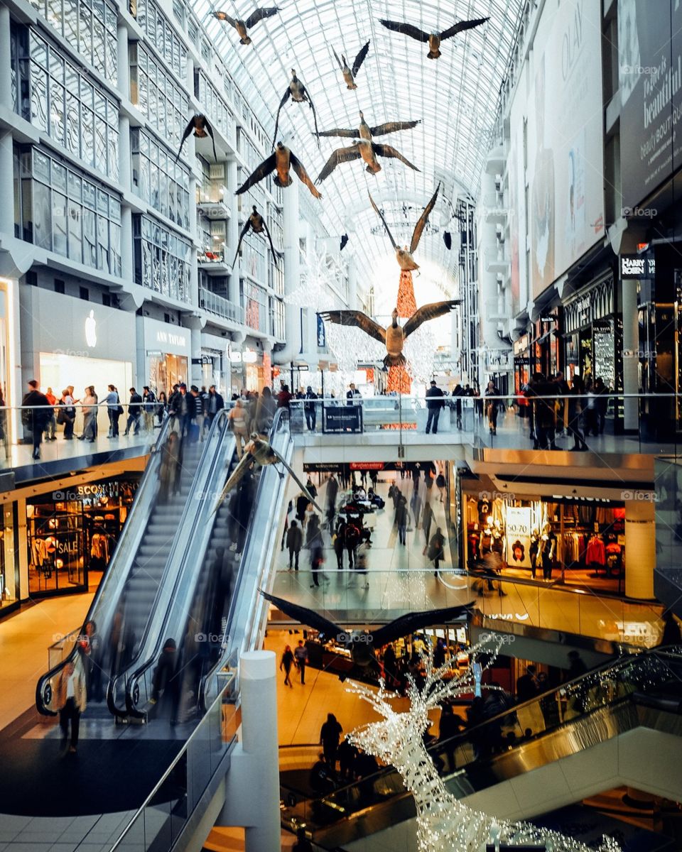 Busy mall during Christmas