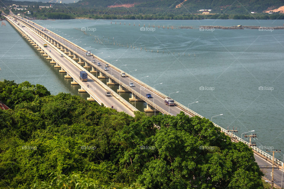 Concrete bridge . Pair of long concrete bridge titled Tin Na Su La Non Bridge located in Songkla Thailand