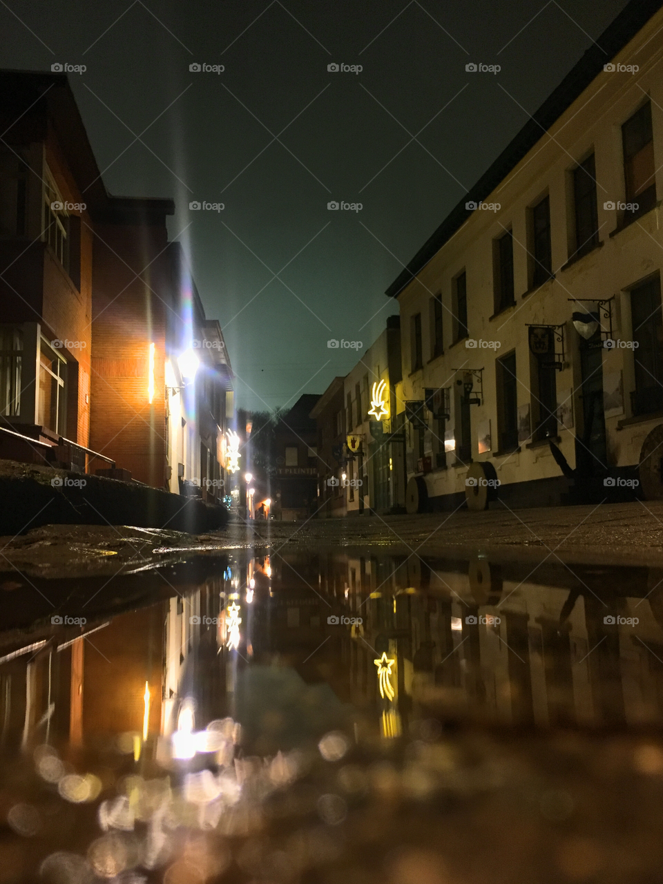 City reflections at night