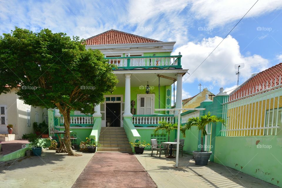 Colorful houses in the Caribbean